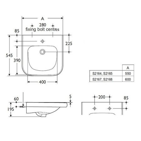 Раковина для людей с ограниченными возможностями 55 см Ideal Standard CONTOUR S216401