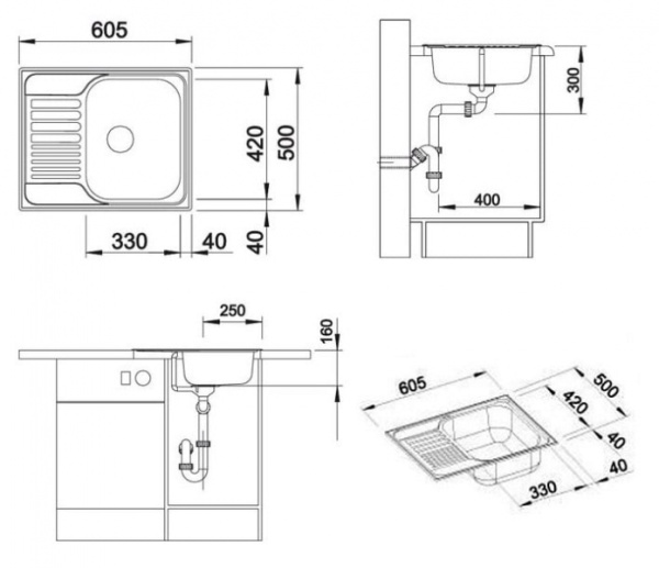 Кухонная мойка Blanco Tipo 45 S Mini (декор) 516525