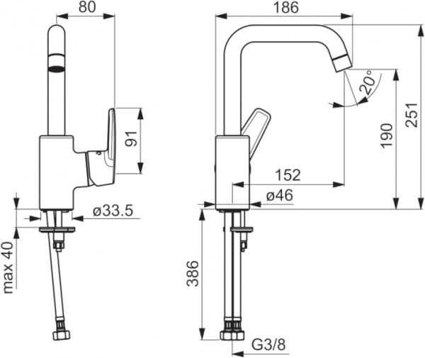 Смеситель для умывальника Oras Saga 3907F