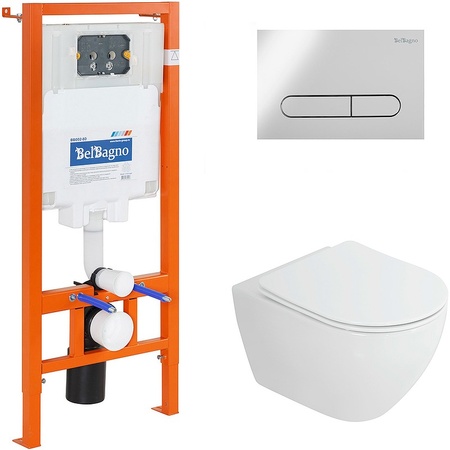 Комплект унитаза с инсталляцией BelBagno CZR-6601-TH-TOR/CZR2316SC/BB002-80/BB005-PR-CHROME