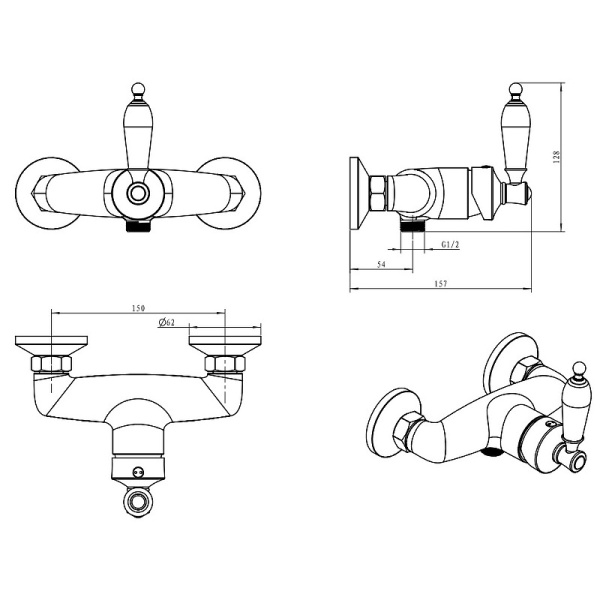 Смеситель для душа Boheme Vogue 224-BLC