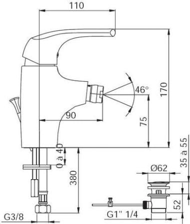 Смеситель для биде Jacob Delafon Nateo E73250-CP