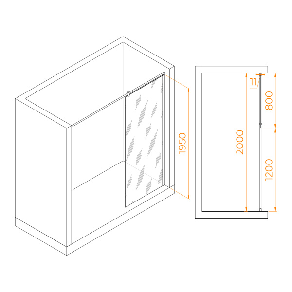 Душевая перегородка 80 см RGW WA-033 Walk In 351003308-11 прозрачное