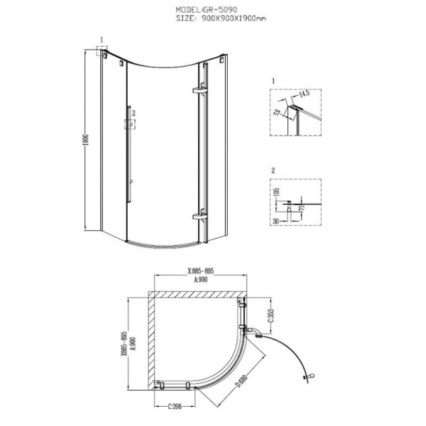 Душевой уголок (90х90) Grossman Style GR-5090