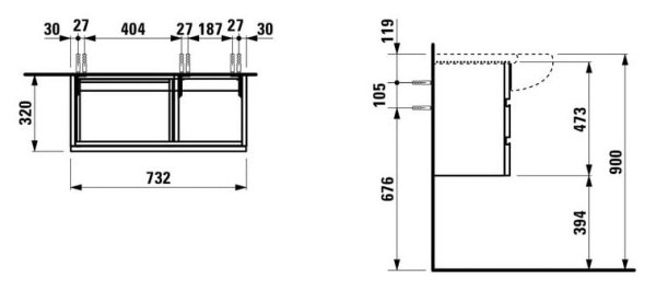 Тумба для раковины Laufen Alessi one 4.2445.0.097.631.1