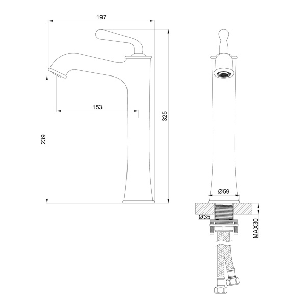 Смеситель для раковины высокий WONZON & WOGHAND STEAM, темный графит WW-88239008-BGM Смеситель для раковины высокий WONZON & WOGHAND STEAM, темный графит WW-88239008-BGM