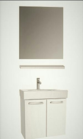 Тумба с раковиной (дверцами), полкой, зеркалом, 60 см Vitra Light Oak Optima 60264