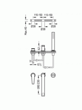 Смеситель однорычажный для ванны Tres Class 20516101