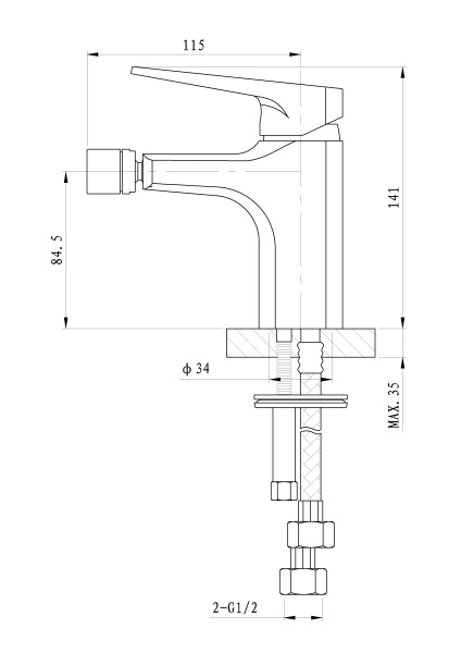 Смеситель для биде WONZON & WOGHAND ATHENS, хром WW-085001-CR