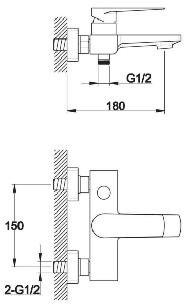 Смеситель для ванны  BelBagno CARIN CAR-VASM-CRM