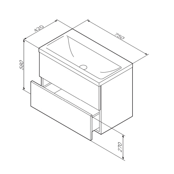 Тумба под раковину  75 Am.Pm Gem M90FHX07522BM