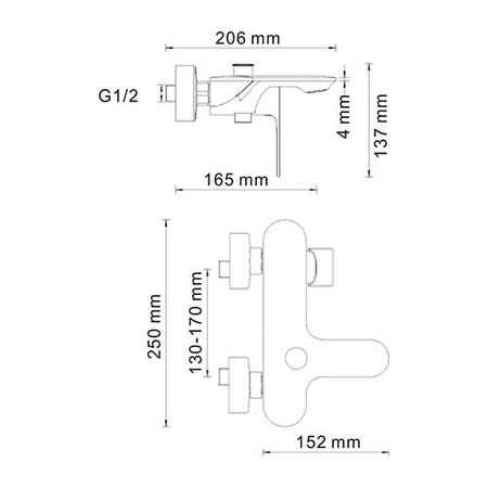 Смеситель для ванны однорычажный WasserKRAFT Dinkel 5801 хром