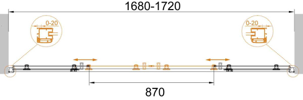 Душевая дверь (170х195) CEZARES ANIMA ANIMA-W-BF-2-170-P-Cr