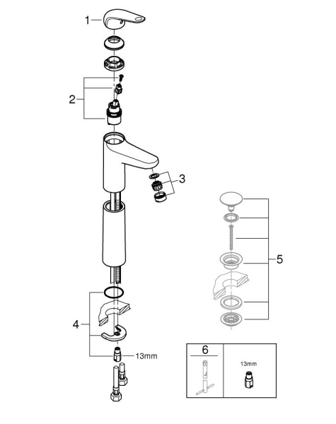 Смеситель для раковины однорычажный Grohe Euroeco New 24273 001 (24273001)