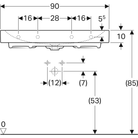 Раковина 90 см Geberit Citterio 500.547.01.1