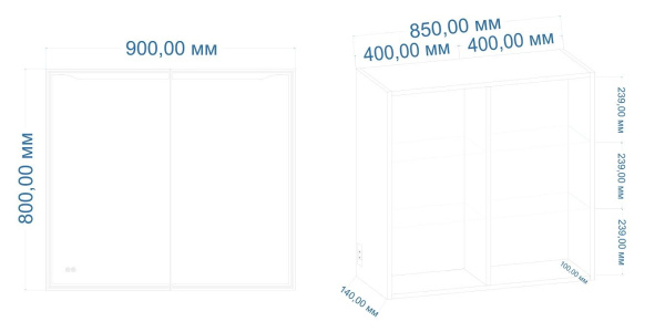 Зеркало-шкаф с подсветкой Art&Max Merano AM-Mer-900-800-1D-L-DS-F