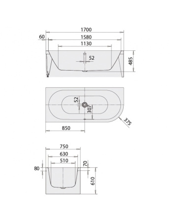 Стальная ванна Kaldewei Centro Duo 2 (170x75) 202240403001