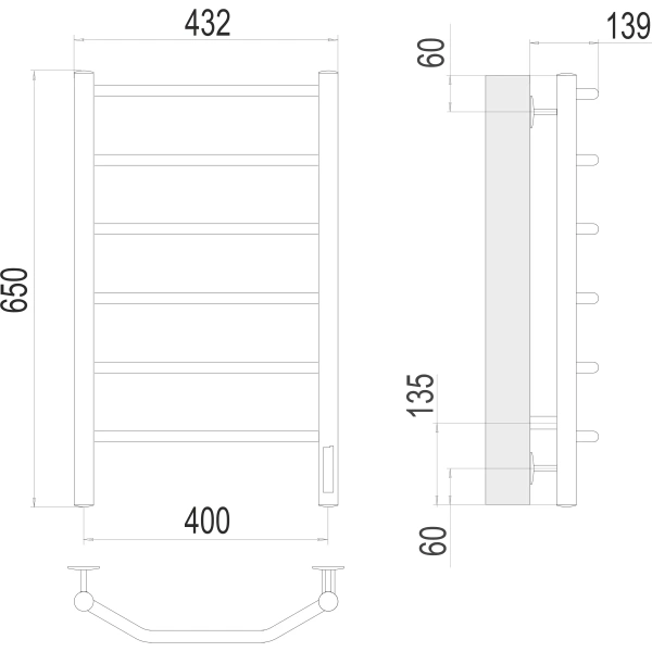 Полотенцесушитель электрический Terminus Виктория (400х650) П6 4670078531186