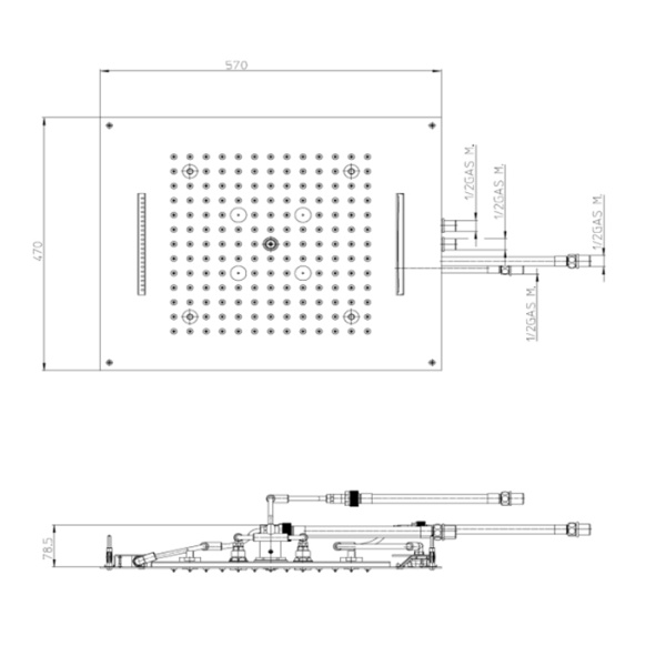 Верхний потолочный душ Bossini Dream/4 H38908.030 хром