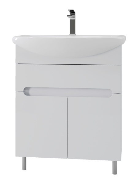 Тумба с раковиной Orange TOPLINE-Rio TR70-03E+RA напольная, белый глянец