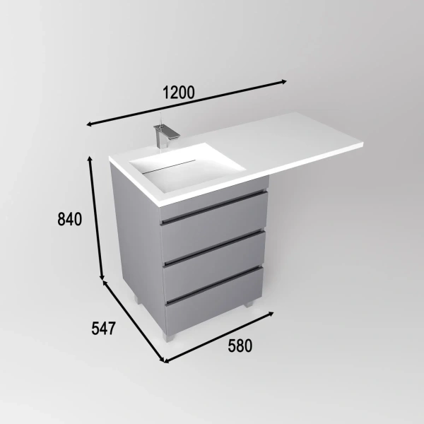 Тумба под стиральную машину напольная без раковины Style Line Даллас Леон СС-00002449 светло-серый матовый