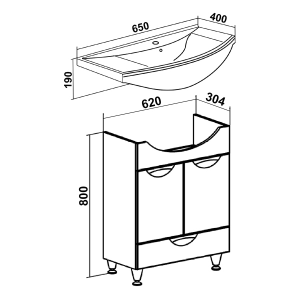 Тумба под раковину Runo  Барселона 65 (00000001035)
