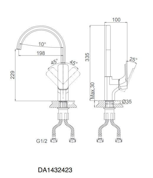 Смеситель для кухни D&K Berlin.(DA1432423) высокий песочный