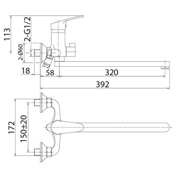 Смеситель для ванны с длинным изливом Milardo Simp (SIMSB02M10)