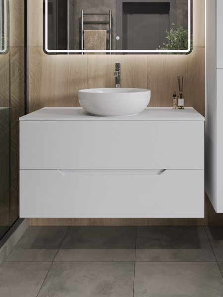 Тумба с раковиной подвесная 100 см, Orange Line Li-100TuwMDF+B07-420W белый