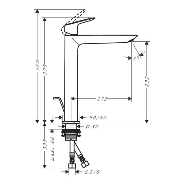 Смеситель для раковины с донным клапаном Hansgrohe Logis 71257670