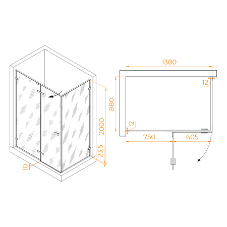 Душевой уголок (140х90) RGW Stilvoll SV-040Gr 353204049-210 матовое