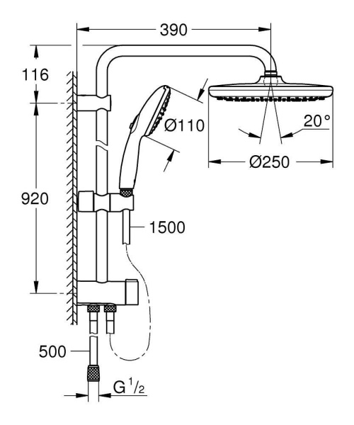 Душевая стойка GROHE Tempesta System 250 269792431 Душевая стойка GROHE Tempesta System 250 269792431