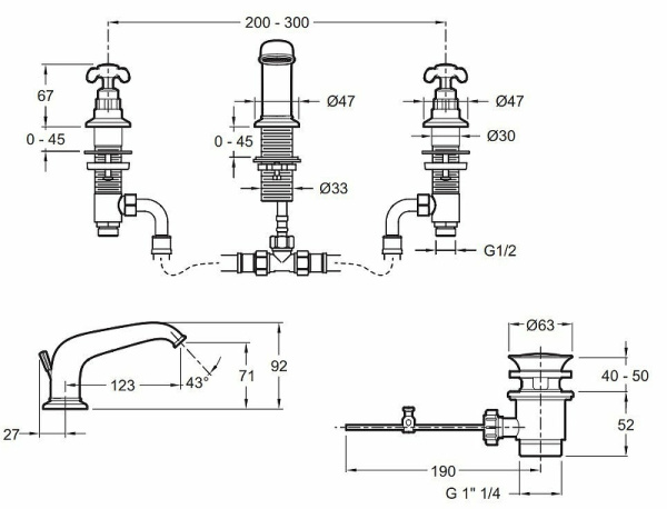 Смеситель для раковины Jacob Delafon Cleo 1889 E24306-BGG