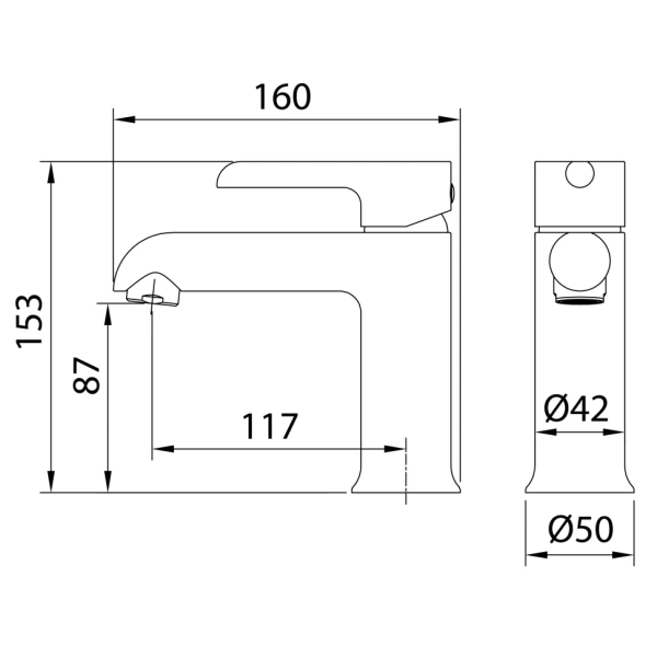 Смеситель для раковины Grossman Alba 510.K35.06.100/210 хром с черным Смеситель для раковины Grossman Alba 510.K35.06.100/210 хром с черным