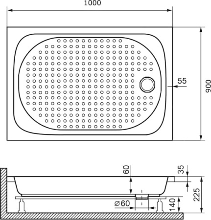 Душевой поддон 90х100х22 RGW LUX/TN 16180390-21