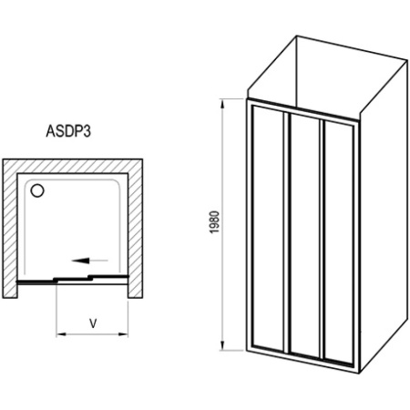Душевая дверь Ravak Supernova ASDP3-80 00V403R211