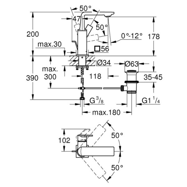 Смеситель для раковины с донным клапаном Grohe Allure 32757GN1