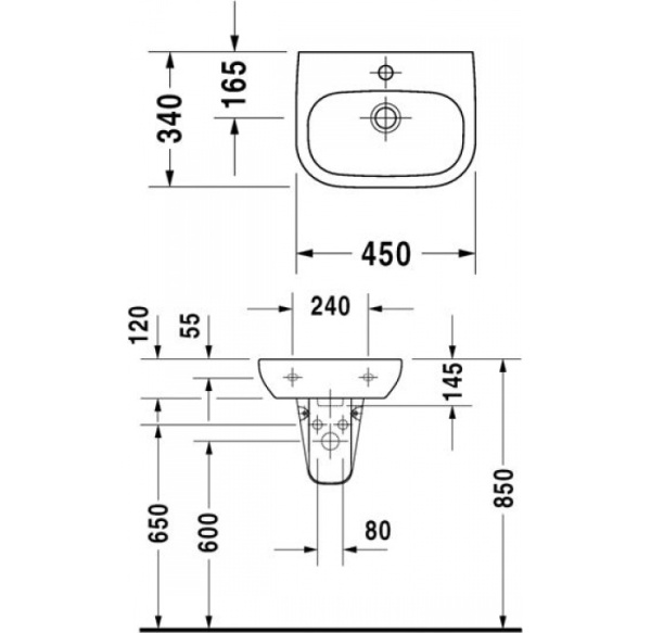 Раковина DURAVIT D-CODE 07054500002 (45 см)