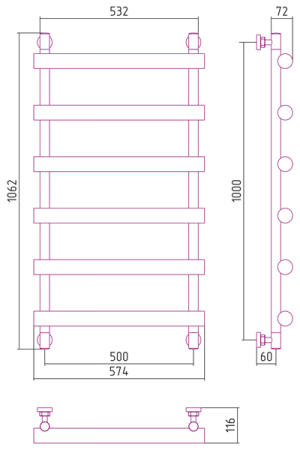 Полотенцесушитель Водяной Сунержа Атлант (100х50) Белый 12-0226-1050
