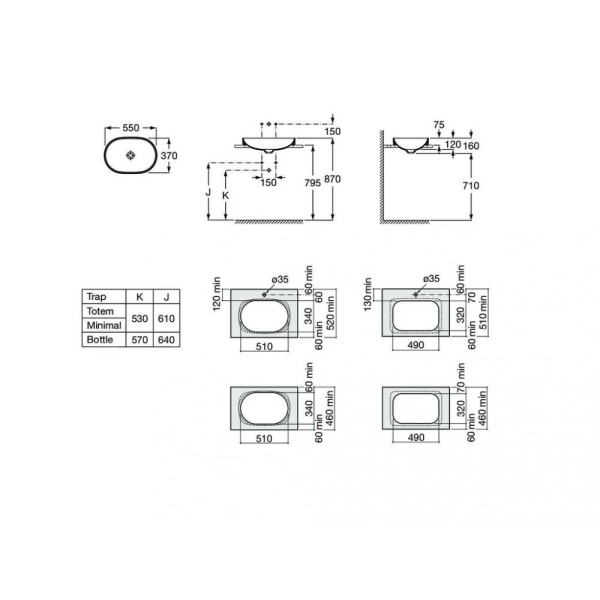 Раковина накладная (55х37) Roca Inspira round 327527630 жемчужный