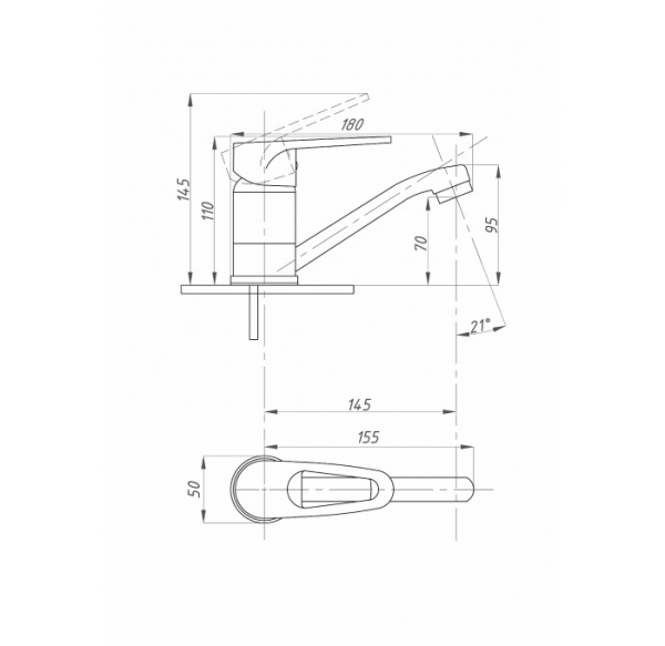 Смеситель для кухни FAUZT FZs-800-114 короткий излив тип См-УмОЦБА, См-МОЦБА