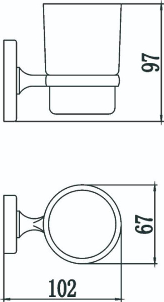 Стакан стеклянный с настенным держателем Savol 70 S S-007058