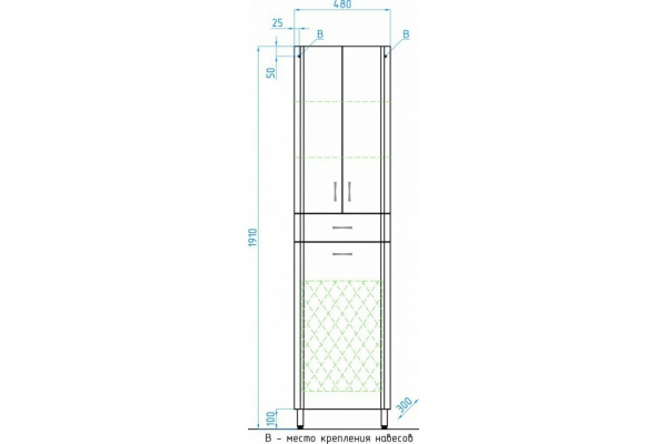 Пенал напольный Style Line Эко Стандарт 48 ЛС-00000249 белый