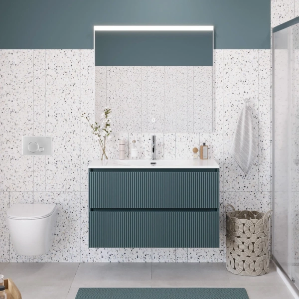Тумба под раковину 100 BelBagno Uno UNO-MINI-1000-2C-SO-AO голубой матовый, без раковины