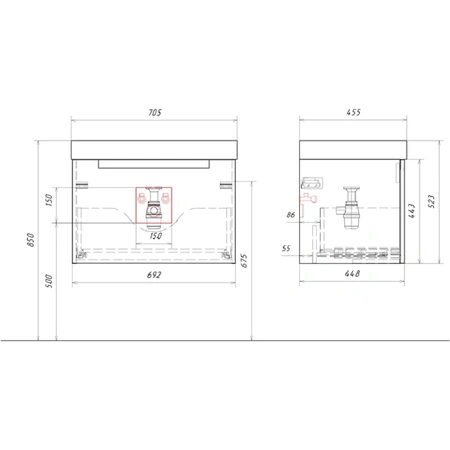 Тумба без раковины 70 см Aqwella Vancouver VAN01071 белый матовый