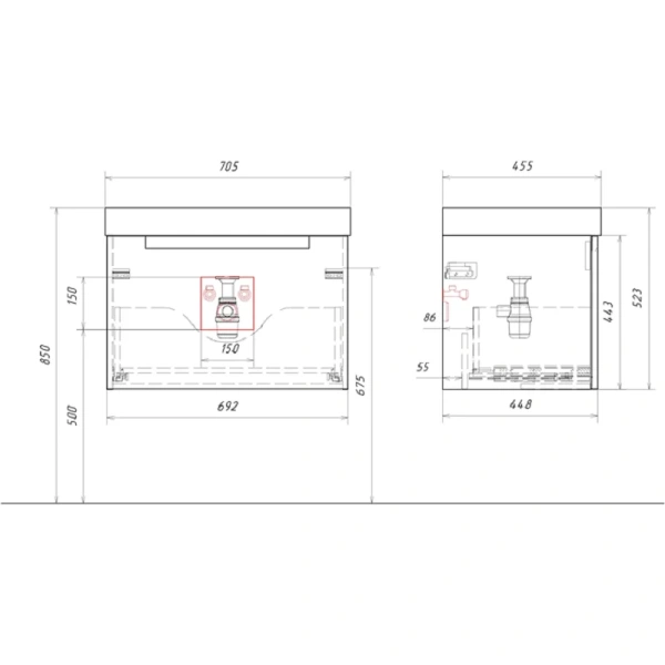 Тумба без раковины 70 см Aqwella Vancouver VAN01071 белый матовый