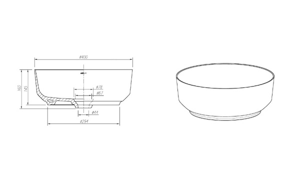 Раковина накладная ARROW AP41025B-A, белый