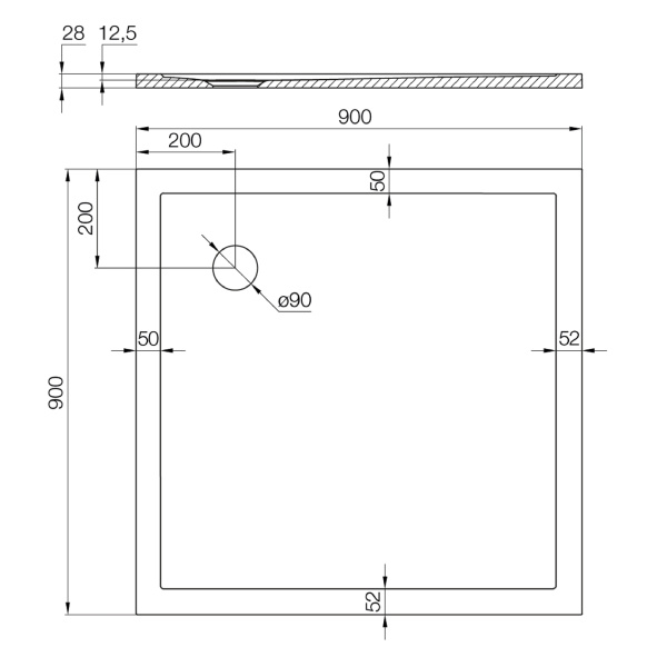Душевой поддон (90х90) Aquaton Калифорния M 1A737536CA010