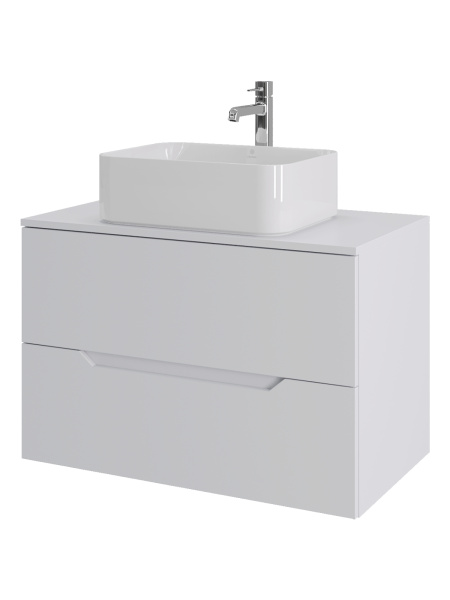 Тумба с раковиной подвесная 80 см, Orange Line Li-80TuwMDF+B02-460W белый