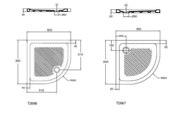 Угловой душевой поддон Ideal Standard CONNECT T266601